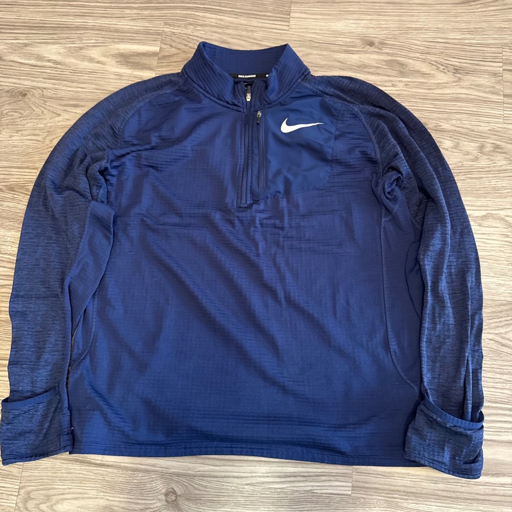 Nike Running Dri-FIT Quarter Zip Pullover Navy Blue Mens Large Training Top